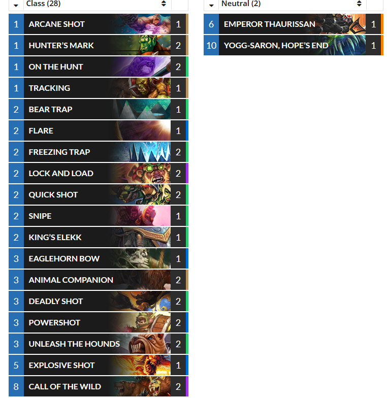 deck list