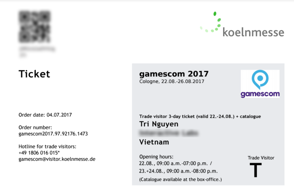 Vé Gamescom